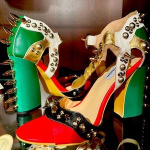 Gold spike platform heel